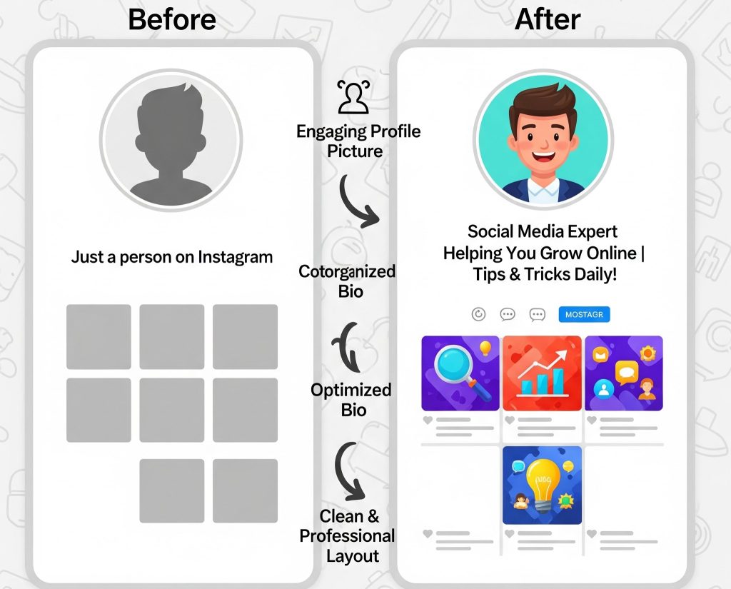 Design a before-after profile mockup.
