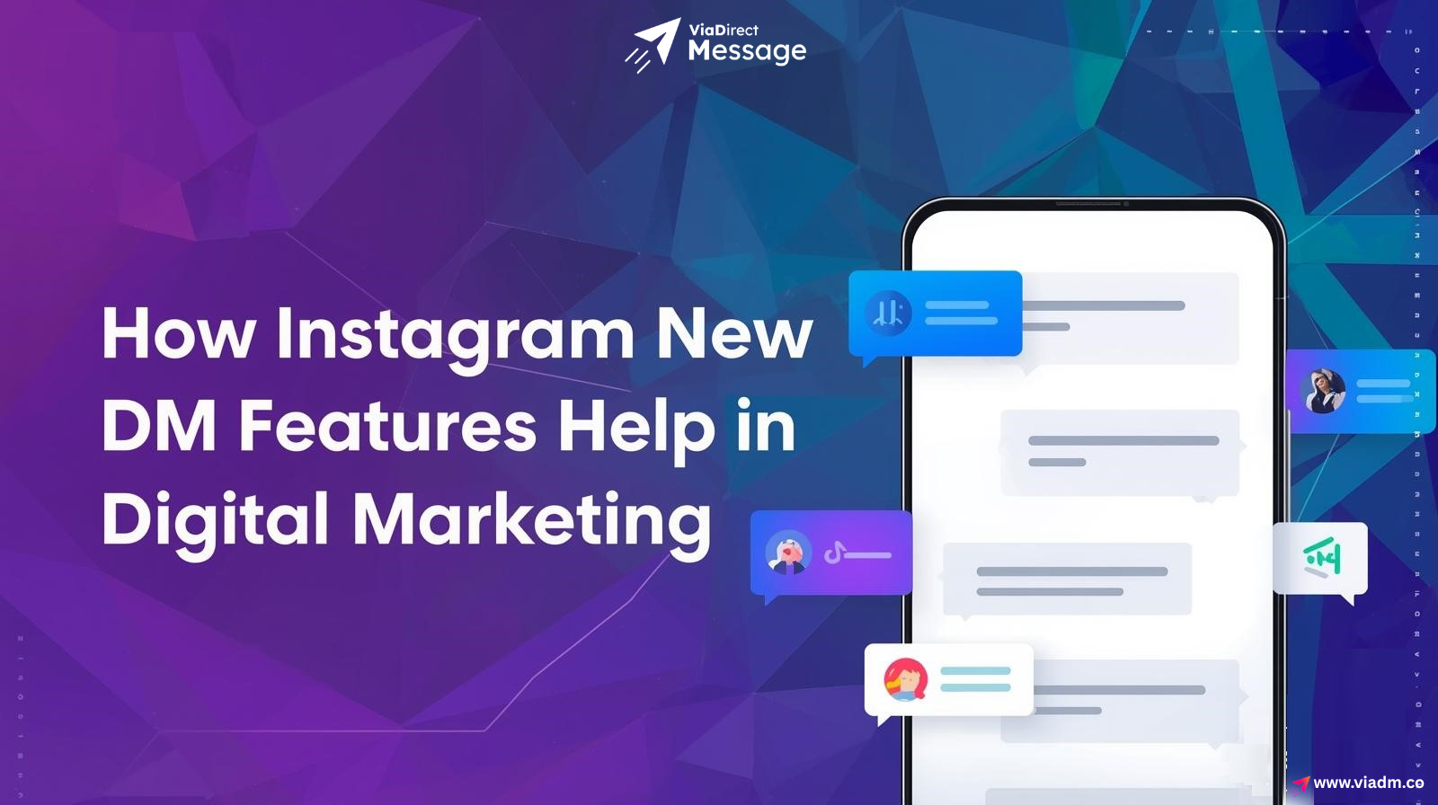 Instagram DM marketing tool ViaDM dashboard illustration.