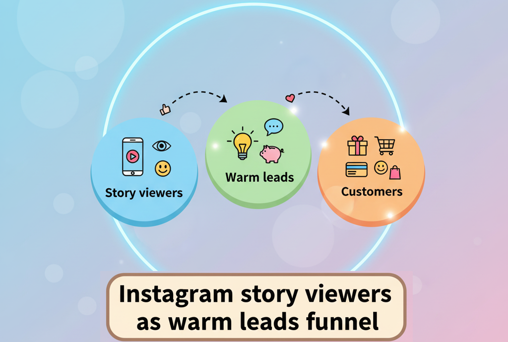 Marketing funnel converting Instagram story viewers into customers