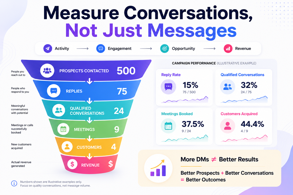 Instagram DM marketing for small businesses performance metrics and conversion funnel