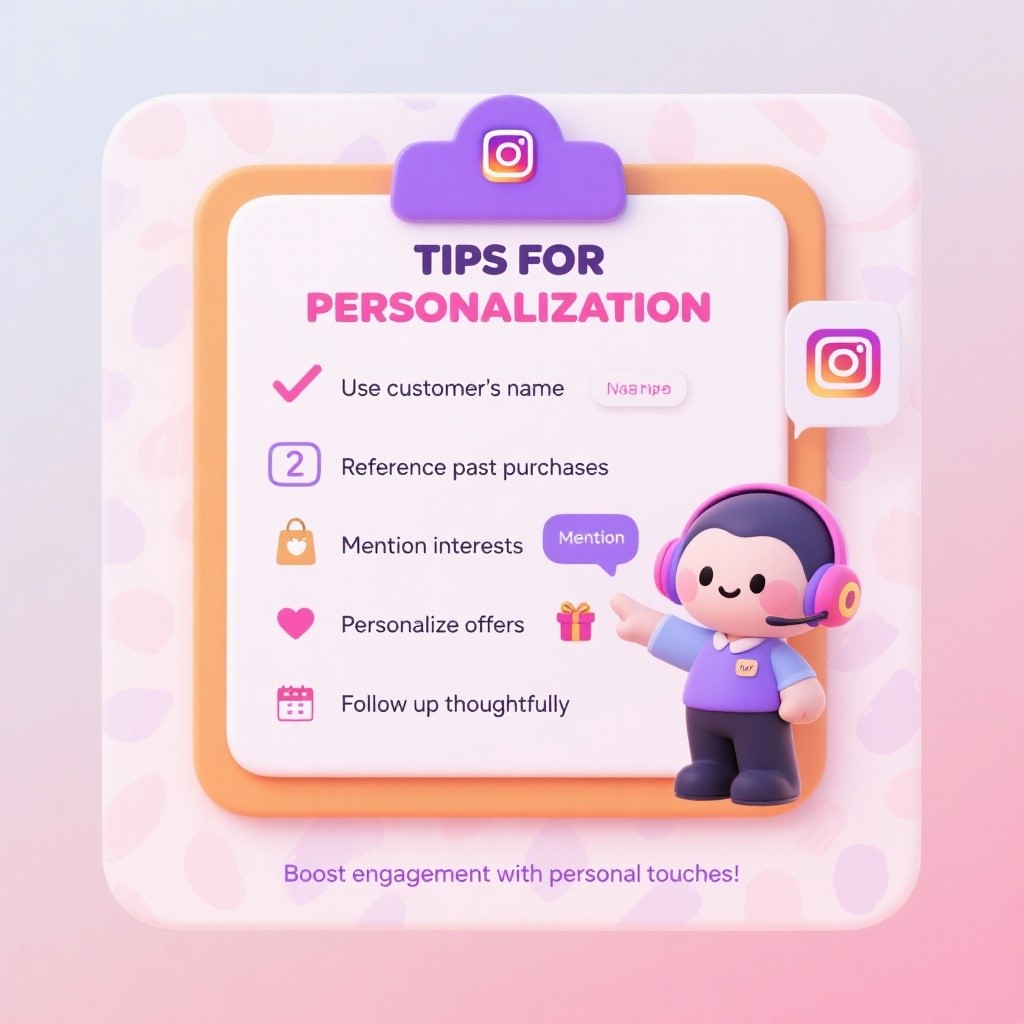 Visual guide of Instagram DM personalization tips.