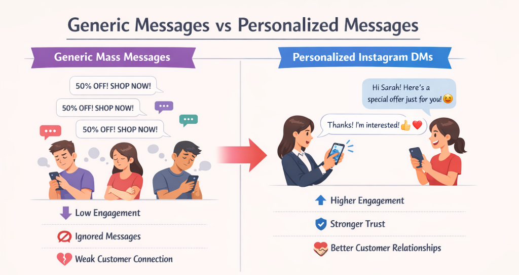 Personalized Instagram DM marketing compared to generic messaging strategies
