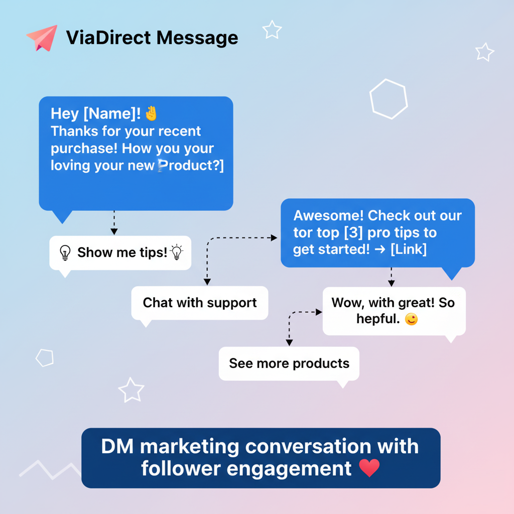 DM marketing conversation with follower engagement.