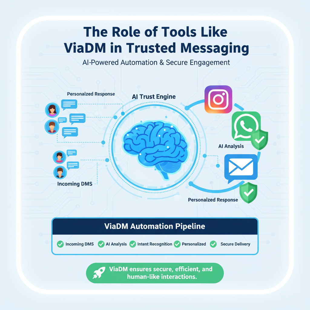 Dashboard representation of Instagram DM automation with trust icons.