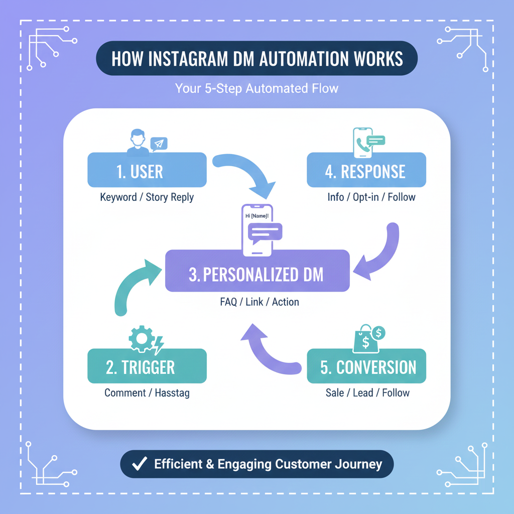 A simple DM automation workflow showing how messages are sent and responded to professionally.
