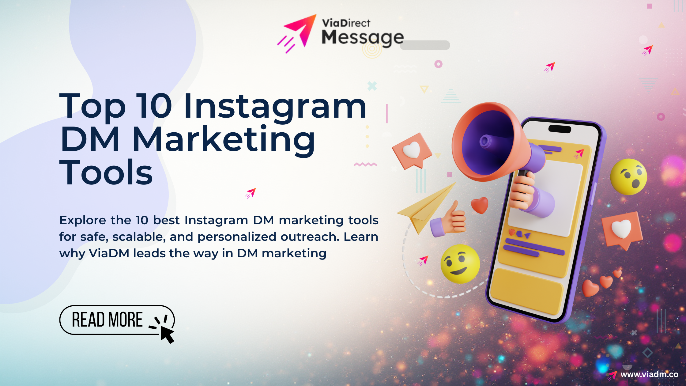 Instagram DM marketing tools to send personalized messages for business growth, representing ViaDM and other DM services.