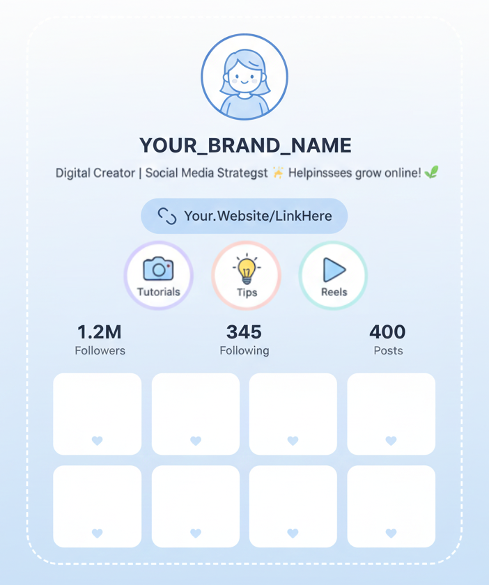 Instagram profile UI mockup for optimization example.