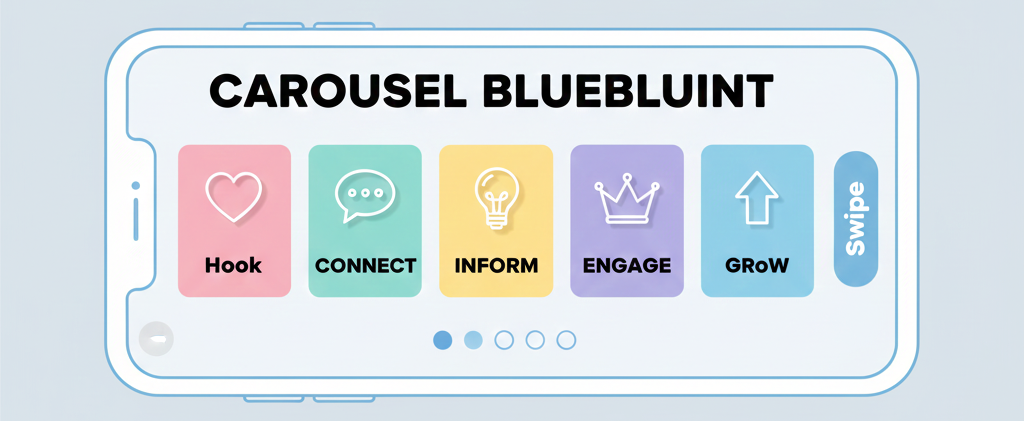 Instagram carousel mockup with multiple slide previews.