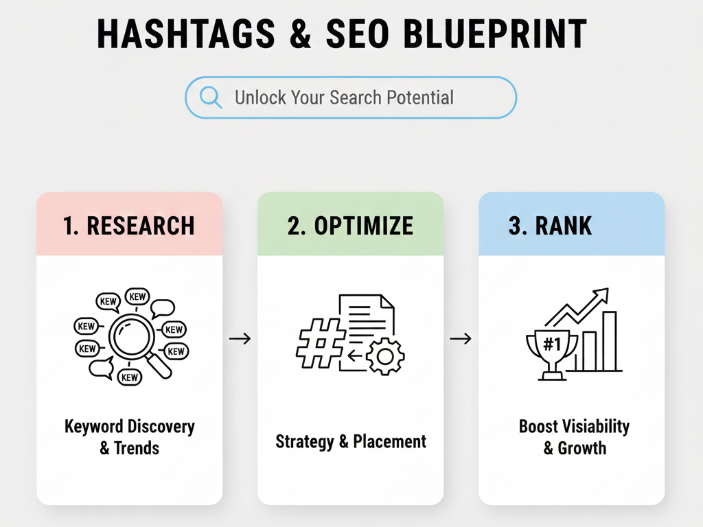 Infographic showing Instagram hashtags and search optimization.