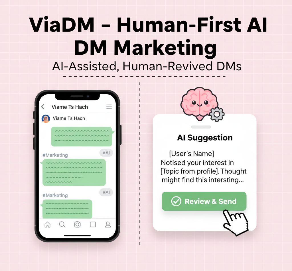 ViaDM-style AI-assisted personalized Instagram DM marketing interface
