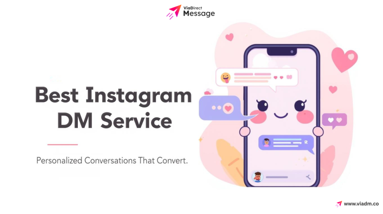 Cute and professional illustration of the best Instagram DM service with personalized messaging