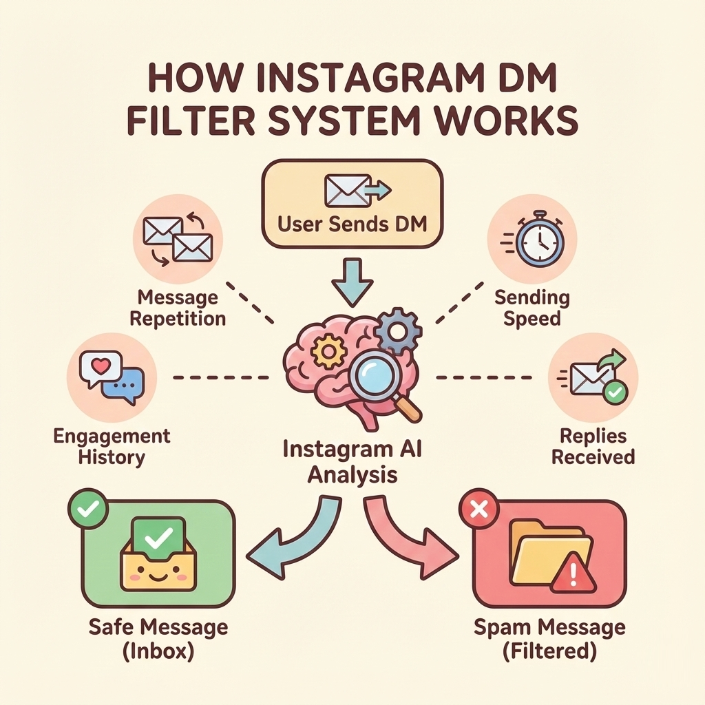 How Instagram DM spam filters analyze message behavior