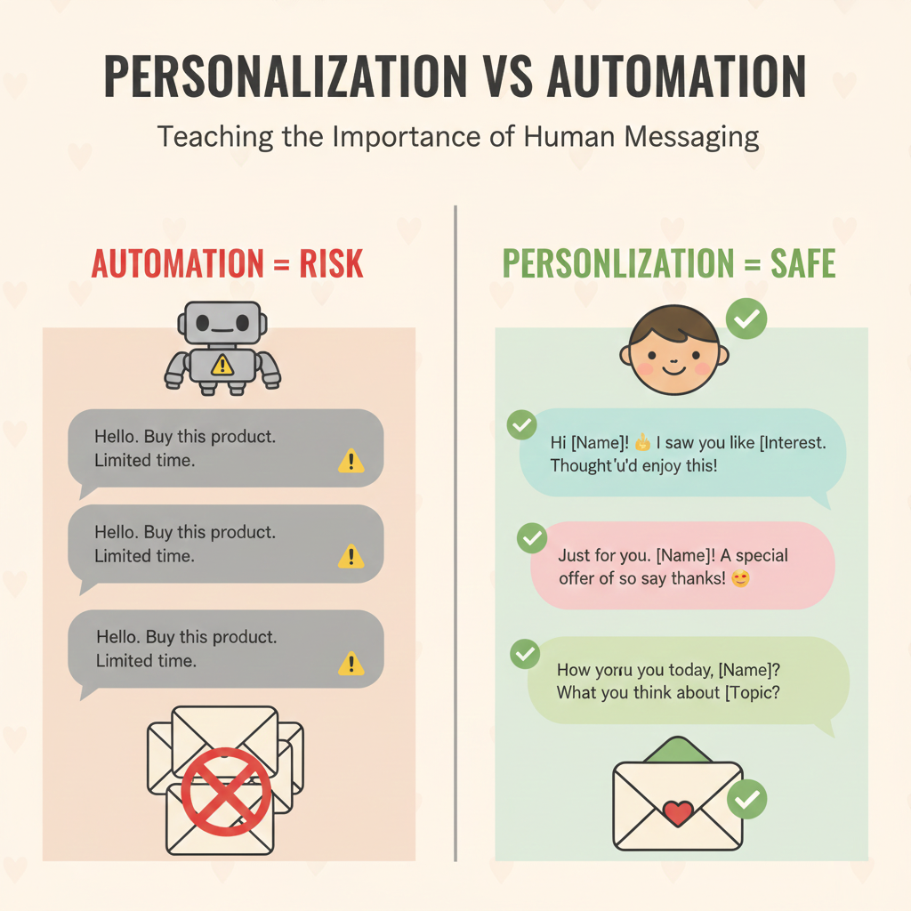 Personalized Instagram DMs compared to automated messages