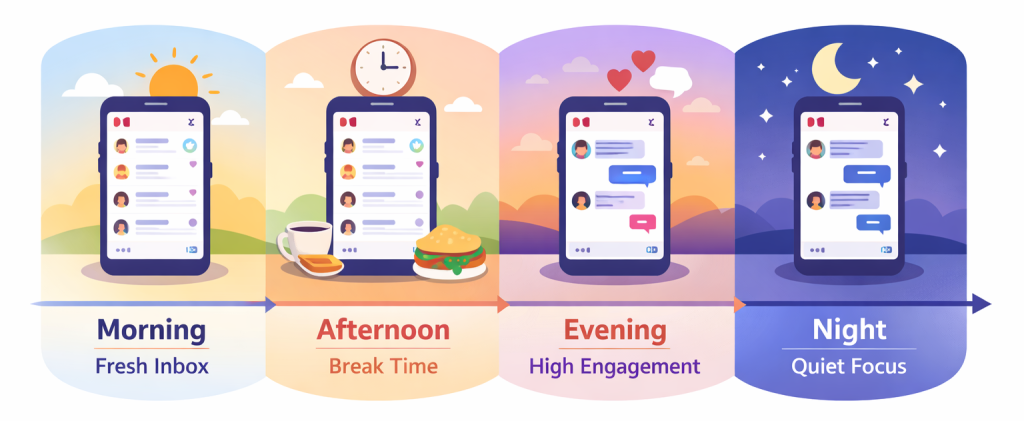 Best time windows to send DMs on Instagram – morning, afternoon, evening, night