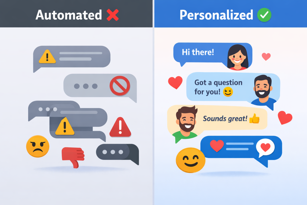 Personalized Instagram DMs vs automated messages comparison