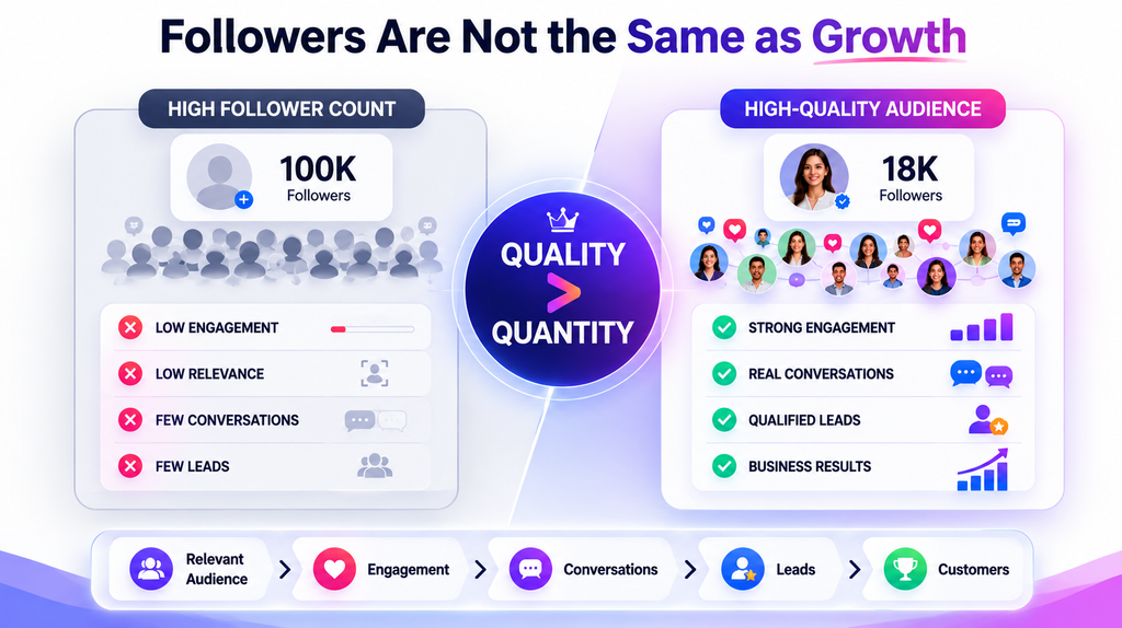 Instagram growth service showing why audience quality matters more than follower count
