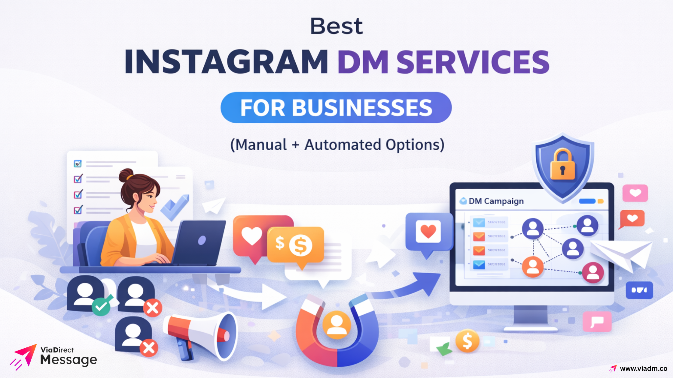 ViaDM all-in-one Instagram DM services platform