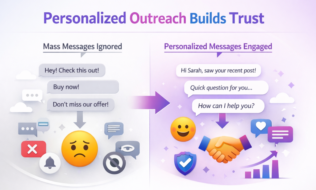 visual concept explaining personalized outreach in Instagram DM marketing