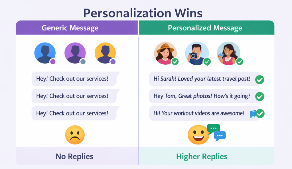 increase Instagram DM replies and convert more leads using personalized messaging