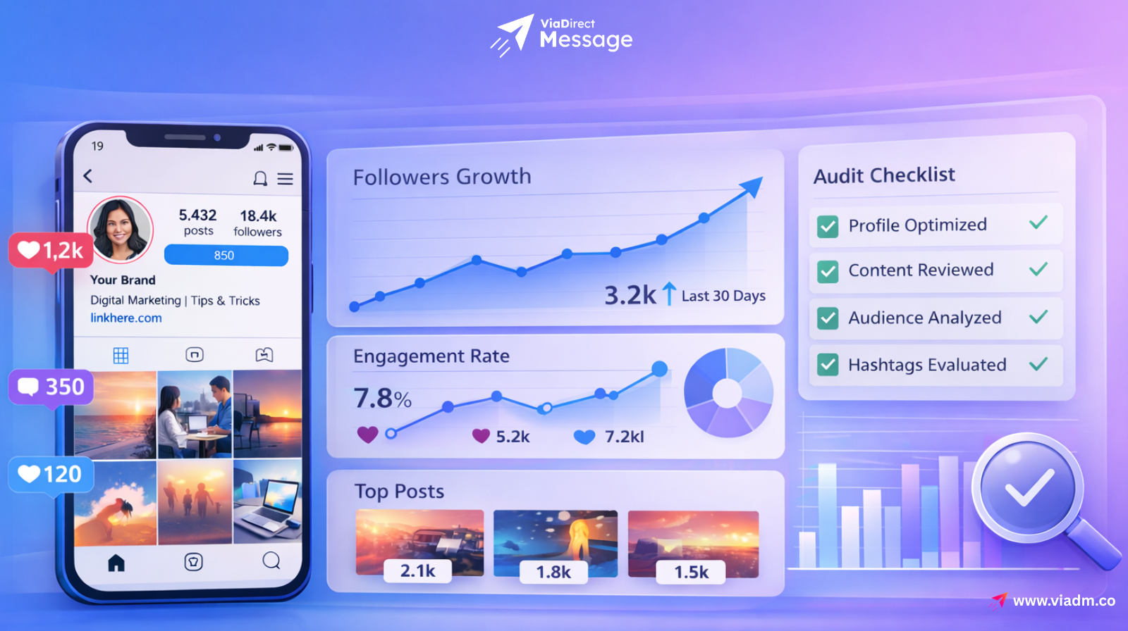 Instagram audit analysis dashboard for growth strategy