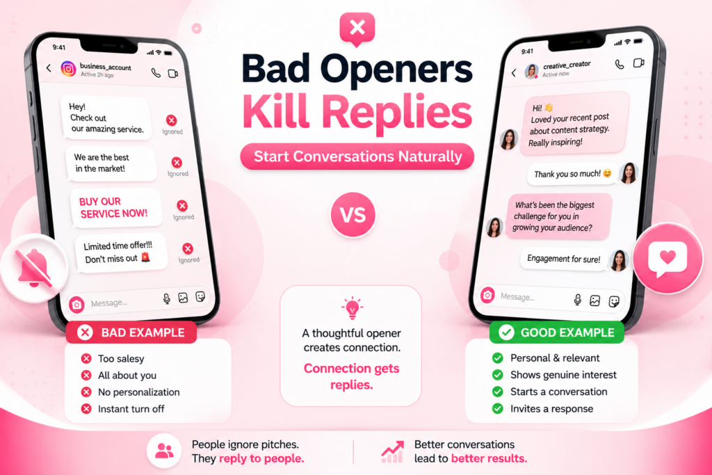 Bad Instagram DM opening messages reducing response rates