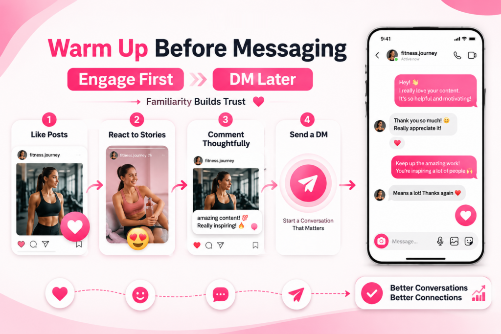Instagram engagement strategy before sending direct messages