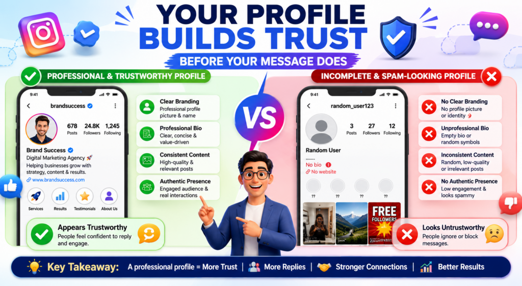 Instagram profile credibility helps build trust through Instagram DMs
