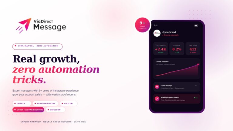 ViaDM — Manual Instagram Growth & DM Services managed by expert managers
