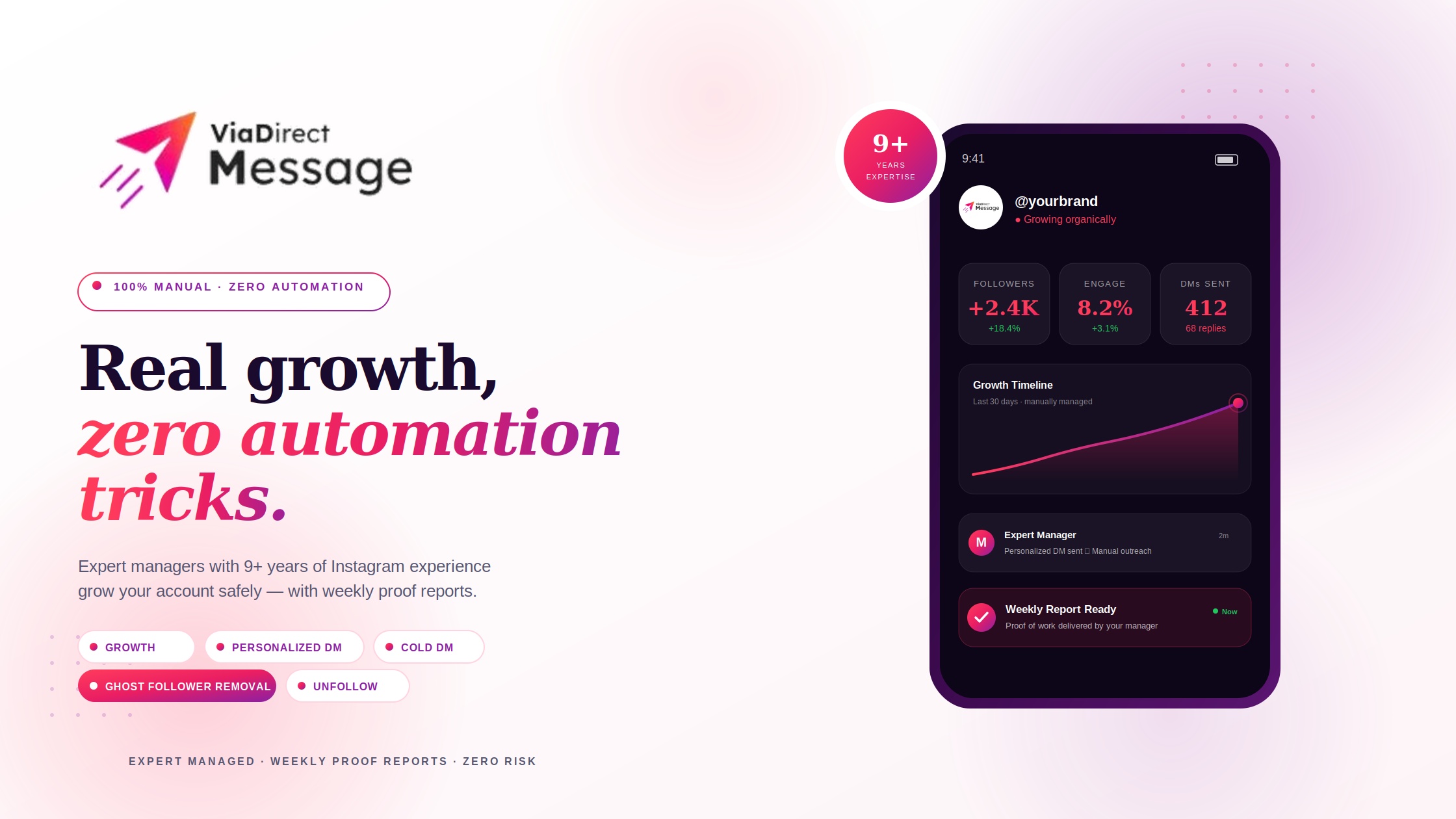 ViaDM — Manual Instagram Growth & DM Services managed by expert managers