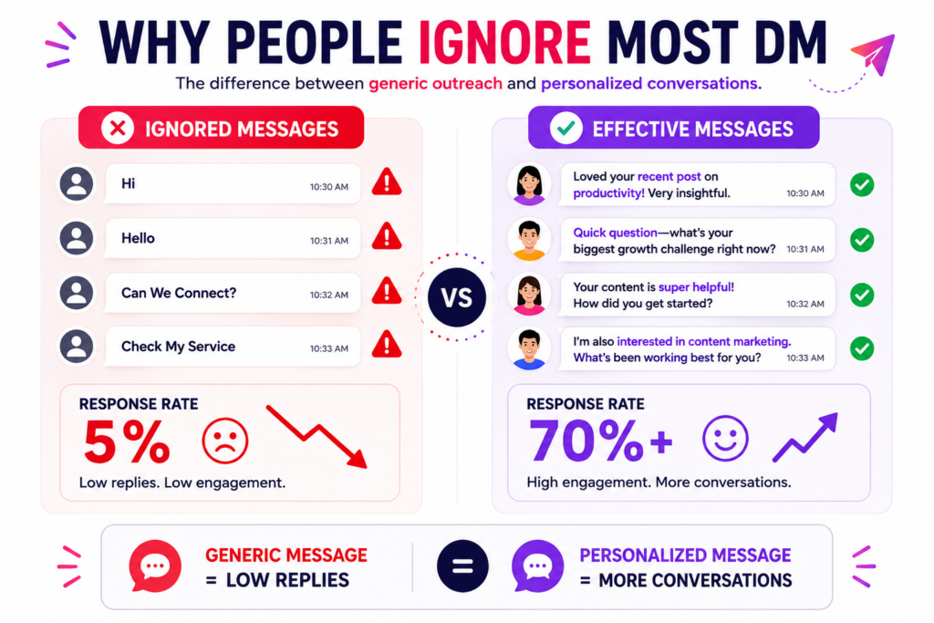 Reasons why Instagram DMs fail and how personalized outreach increases response rates
