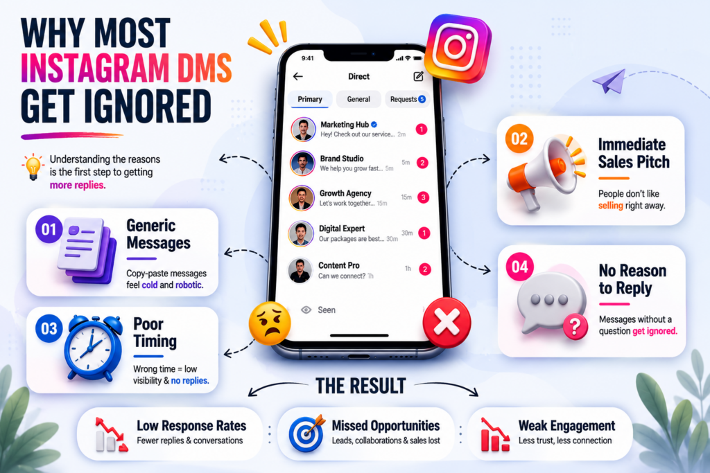 Reasons why Instagram direct messages receive low response rates