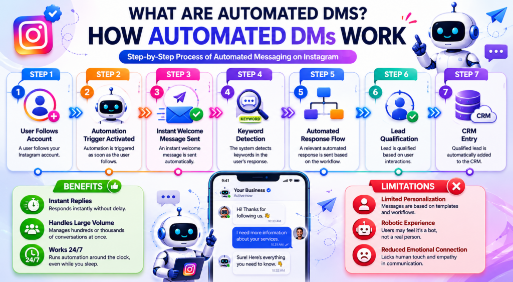 How automated direct messages work in Instagram marketing workflows