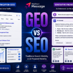 GEO vs SEO comparison showing traditional search engine optimization and AI-powered search visibility.