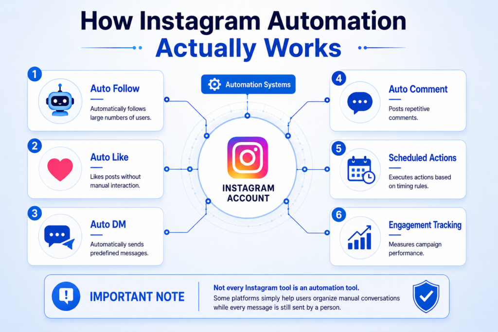 How Instagram automation works infographic.
