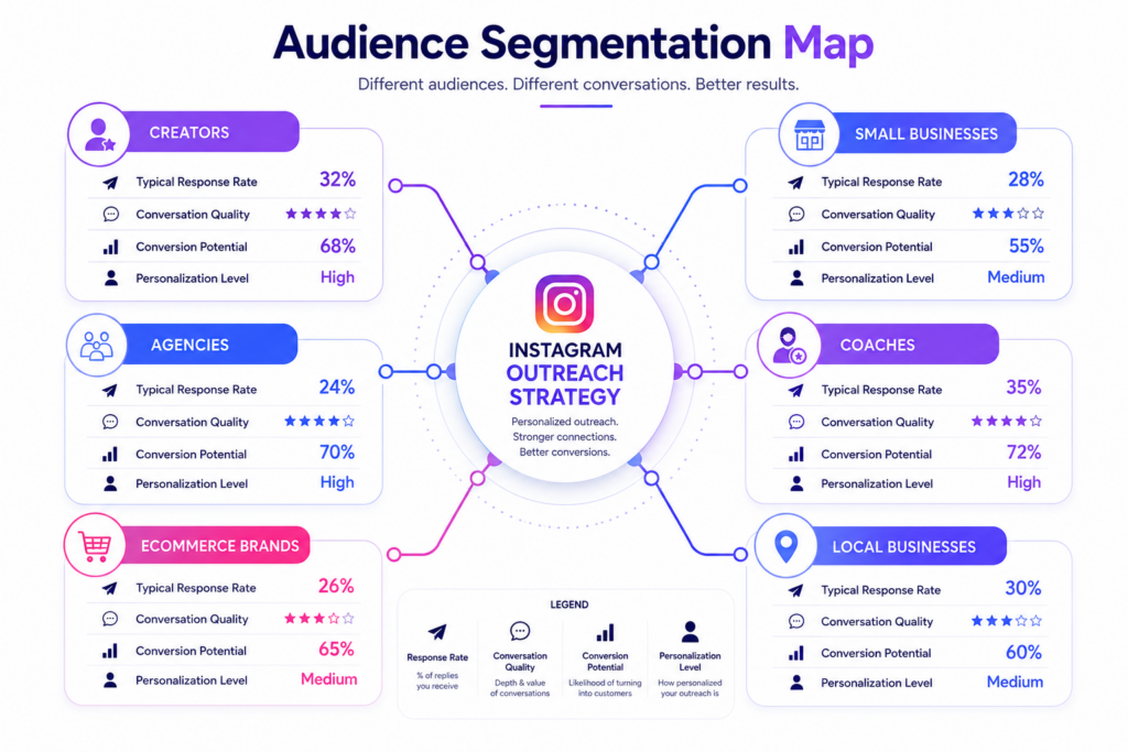 Instagram outreach audience segmentation map