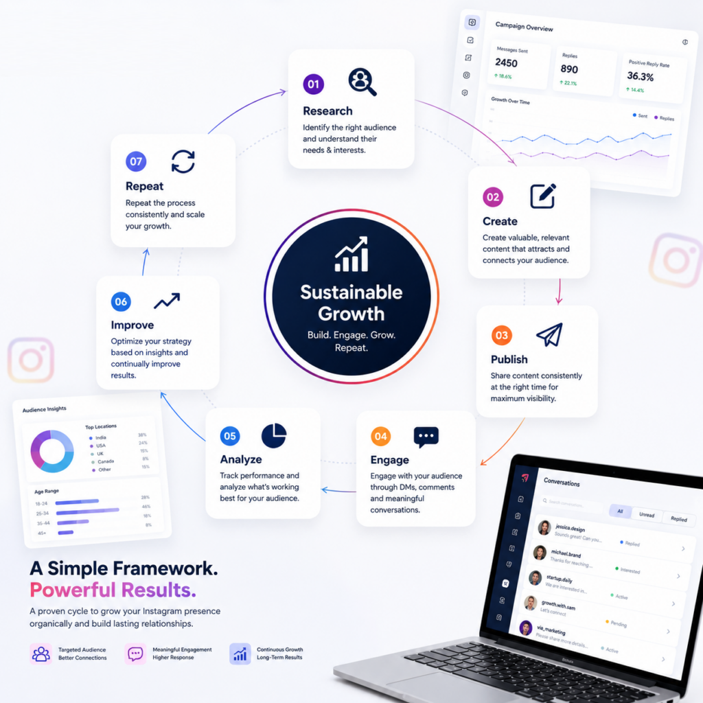 Instagram growth workflow.