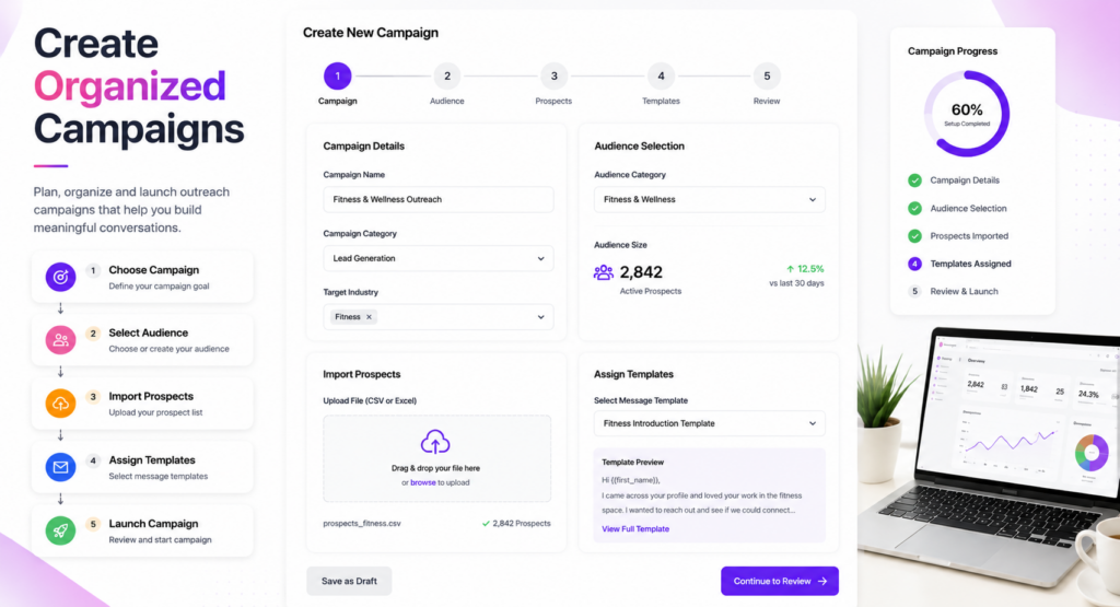 Campaign creation interface inside ViaDM.