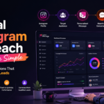 Illustration showing a business using ViaDM to organize manual Instagram outreach campaigns.